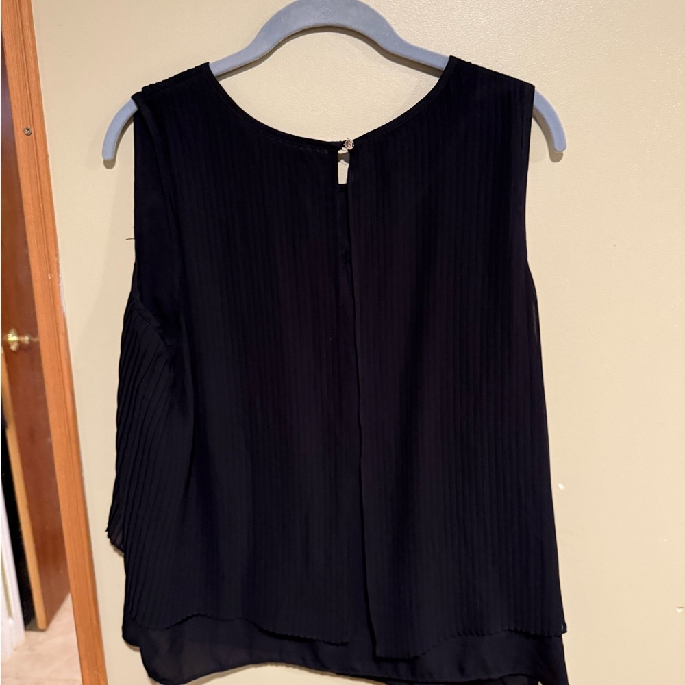 Metaphor Black Asymmetrical Sleeveless Blouse